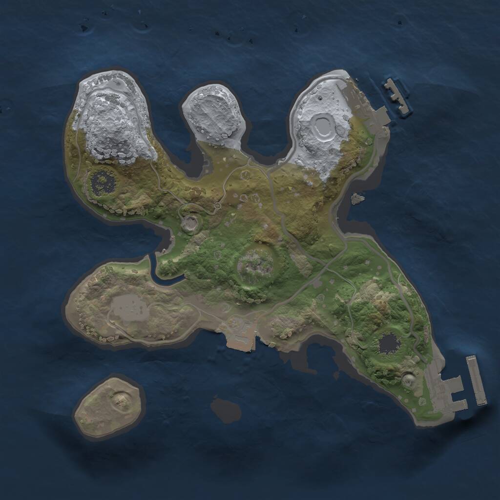 Rust Map: Procedural Map, Size: 2000, Seed: 23442, 3 Monuments