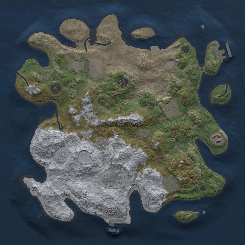 Rust Map: Procedural Map, Size: 3500, Seed: 599167257, 14 Monuments