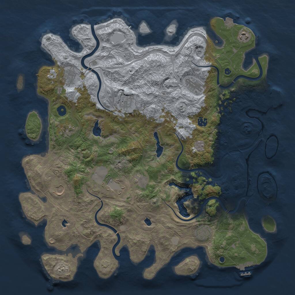 Rust Map: Procedural Map, Size: 4500, Seed: 37677, 17 Monuments