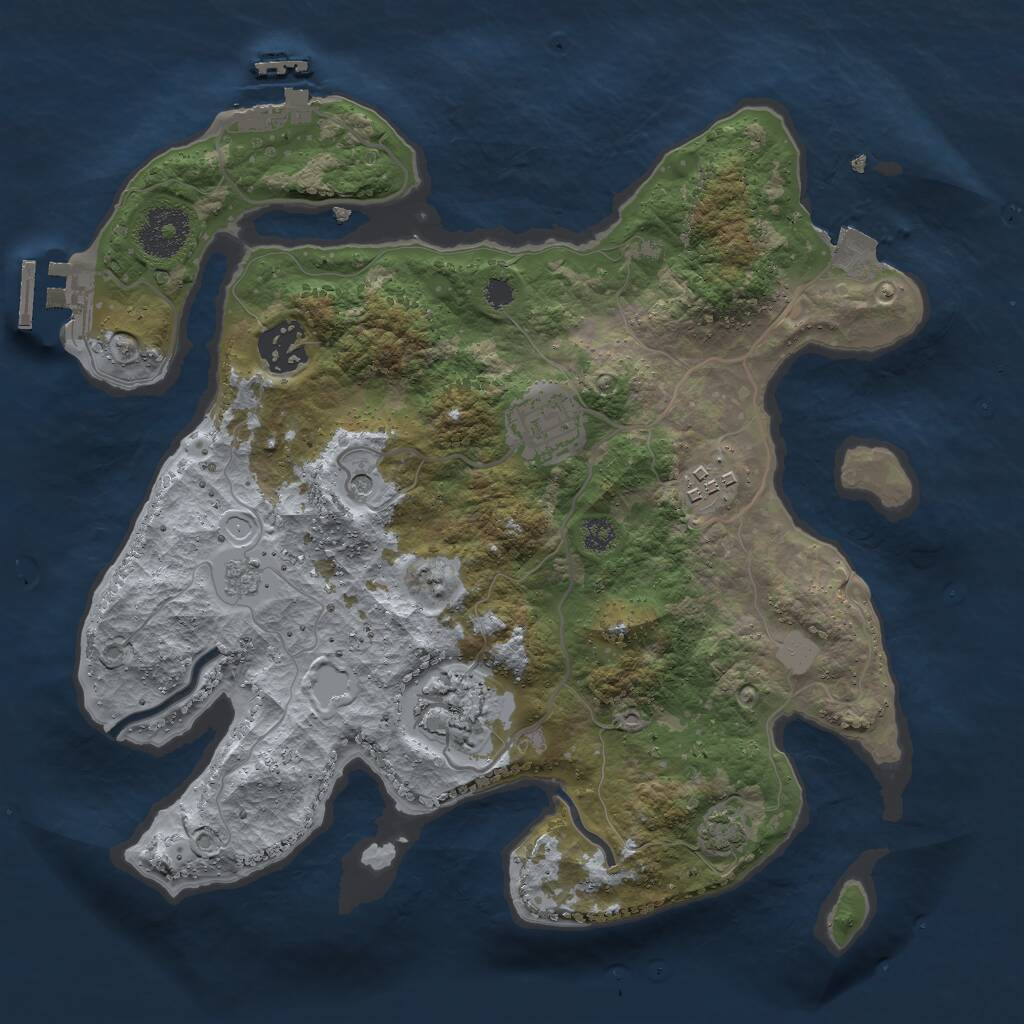 Rust Map: Procedural Map, Size: 3000, Seed: 1172355773, 10 Monuments