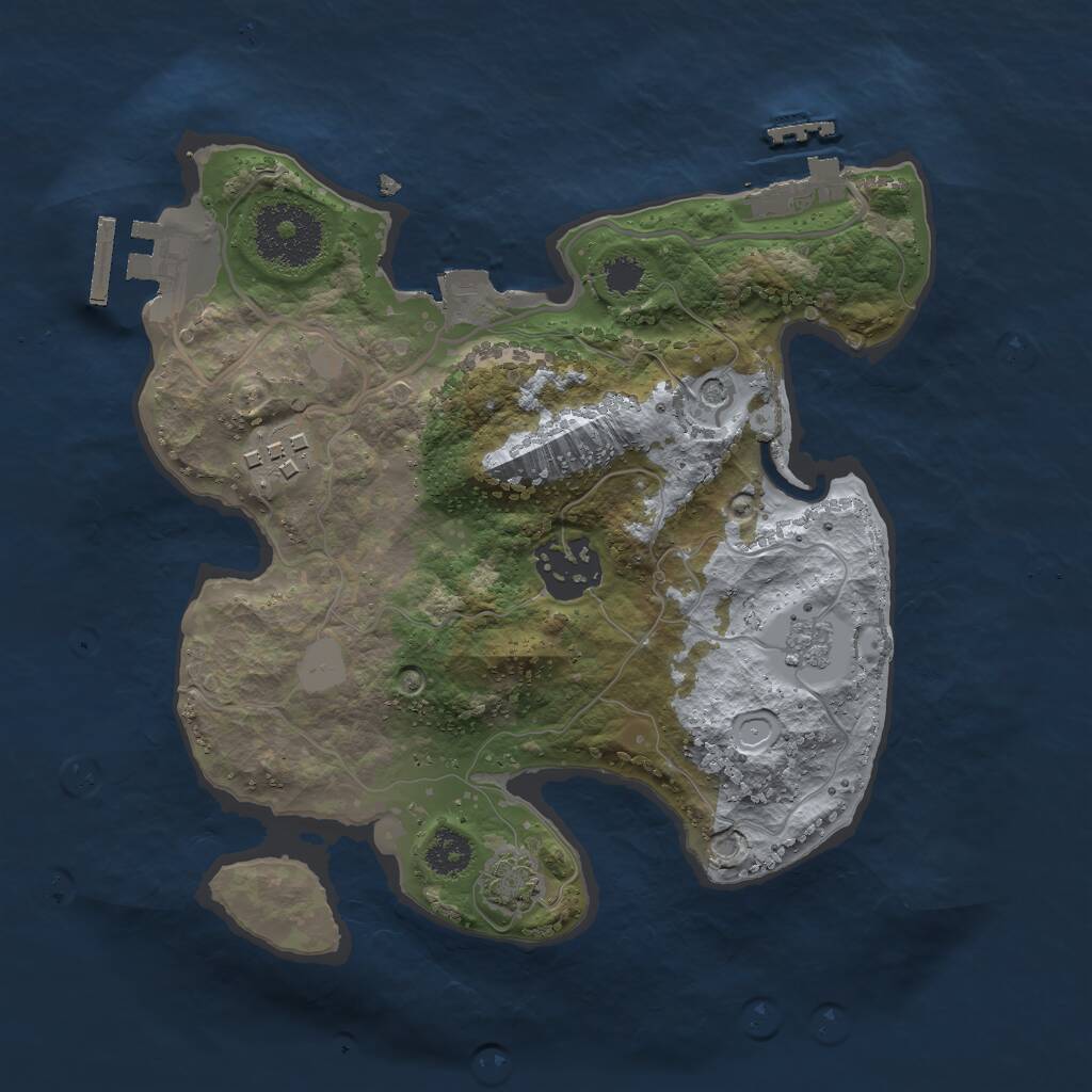 Rust Map: Procedural Map, Size: 2500, Seed: 596034057, 8 Monuments