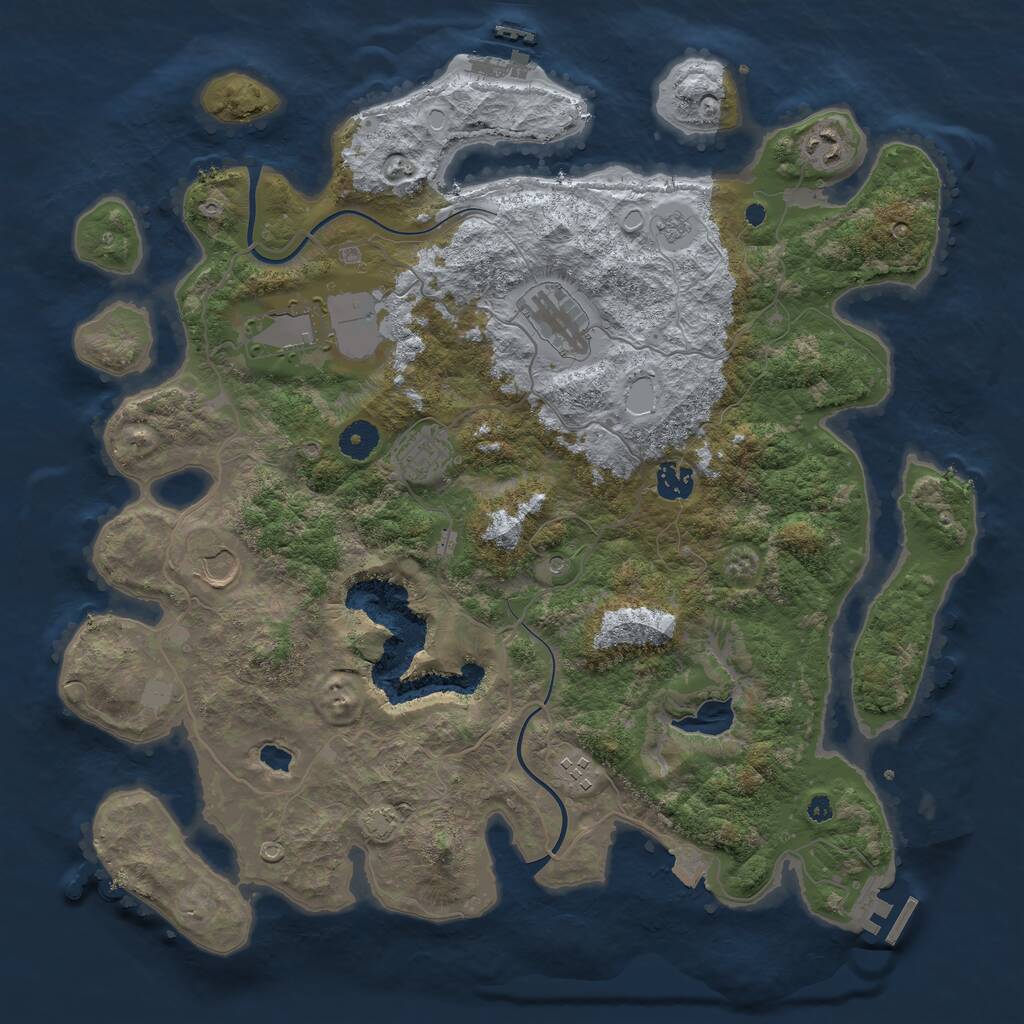 Rust Map: Procedural Map, Size: 4000, Seed: 732850585, 13 Monuments