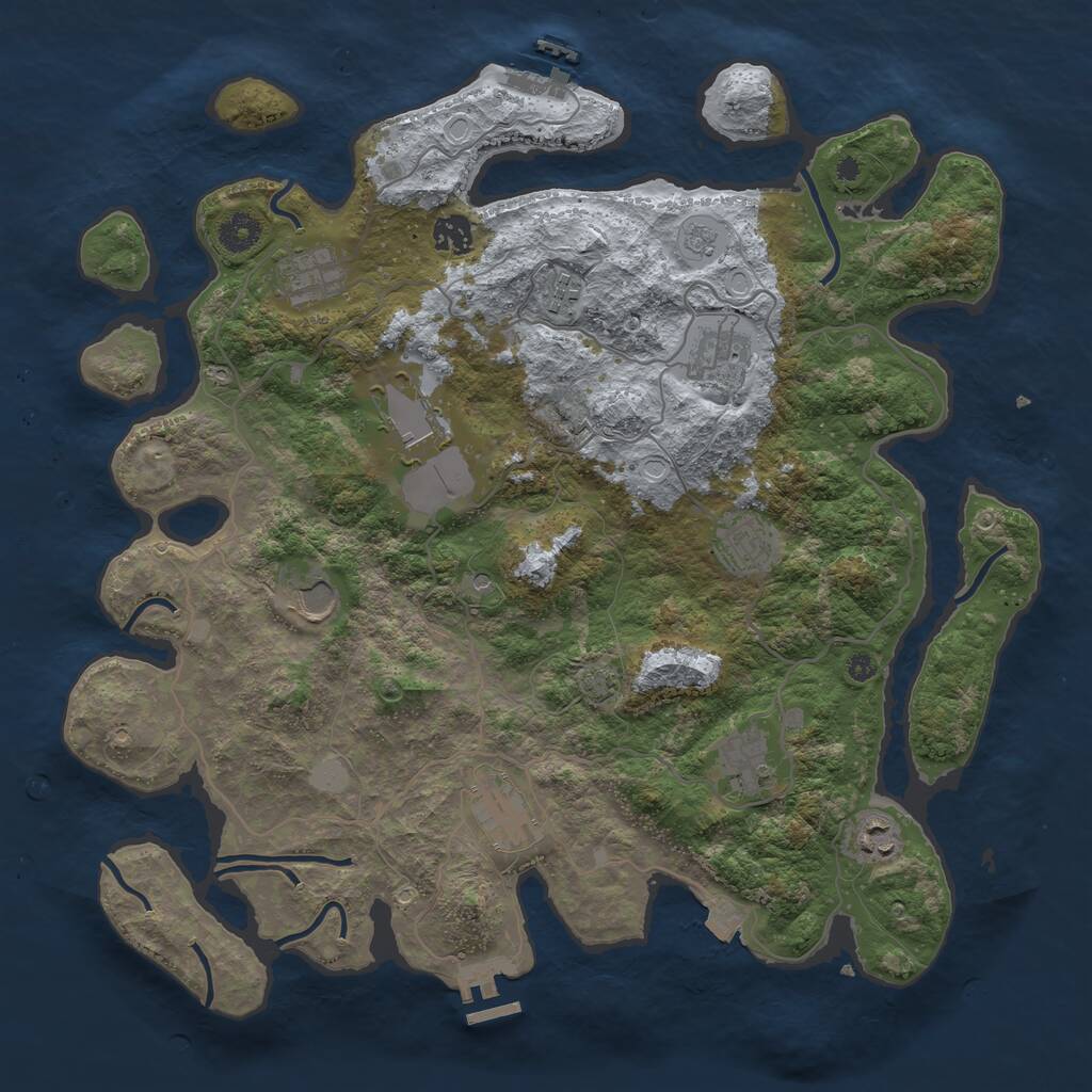 Rust Map: Procedural Map, Size: 4000, Seed: 732850585, 16 Monuments