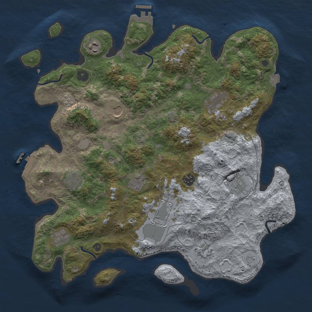 Rust Map: Procedural Map, Size: 4000, Seed: 1573135970, 17 Monuments