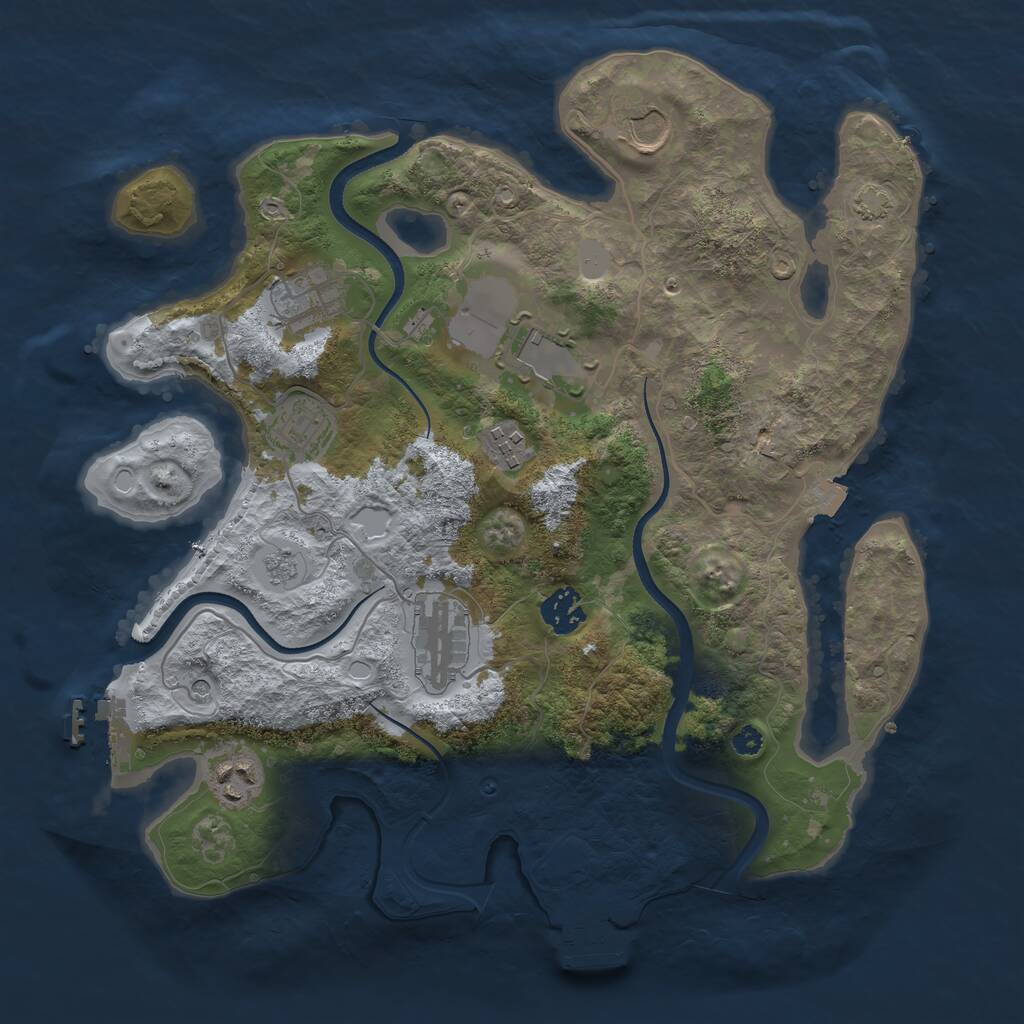 Rust Map: Procedural Map, Size: 3500, Seed: 864205788, 14 Monuments