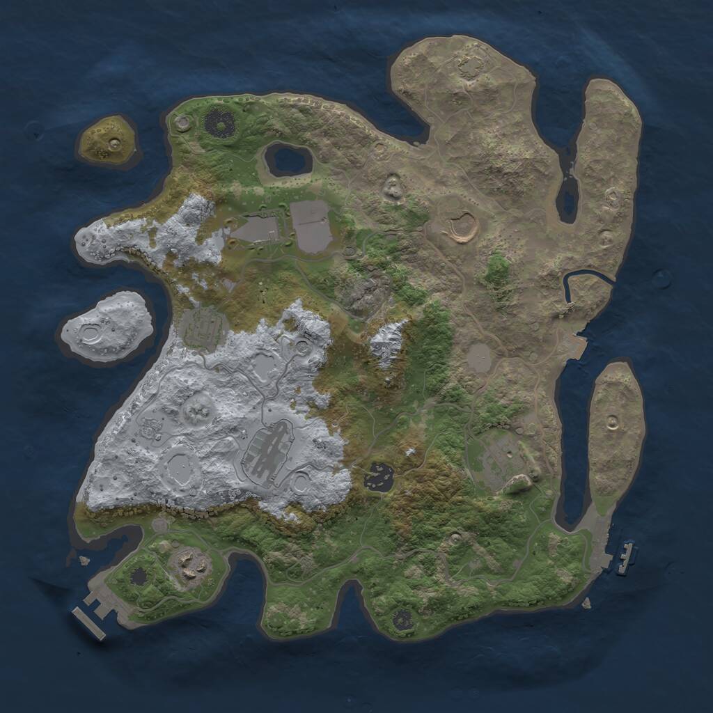 Rust Map: Procedural Map, Size: 3500, Seed: 864205788, 13 Monuments