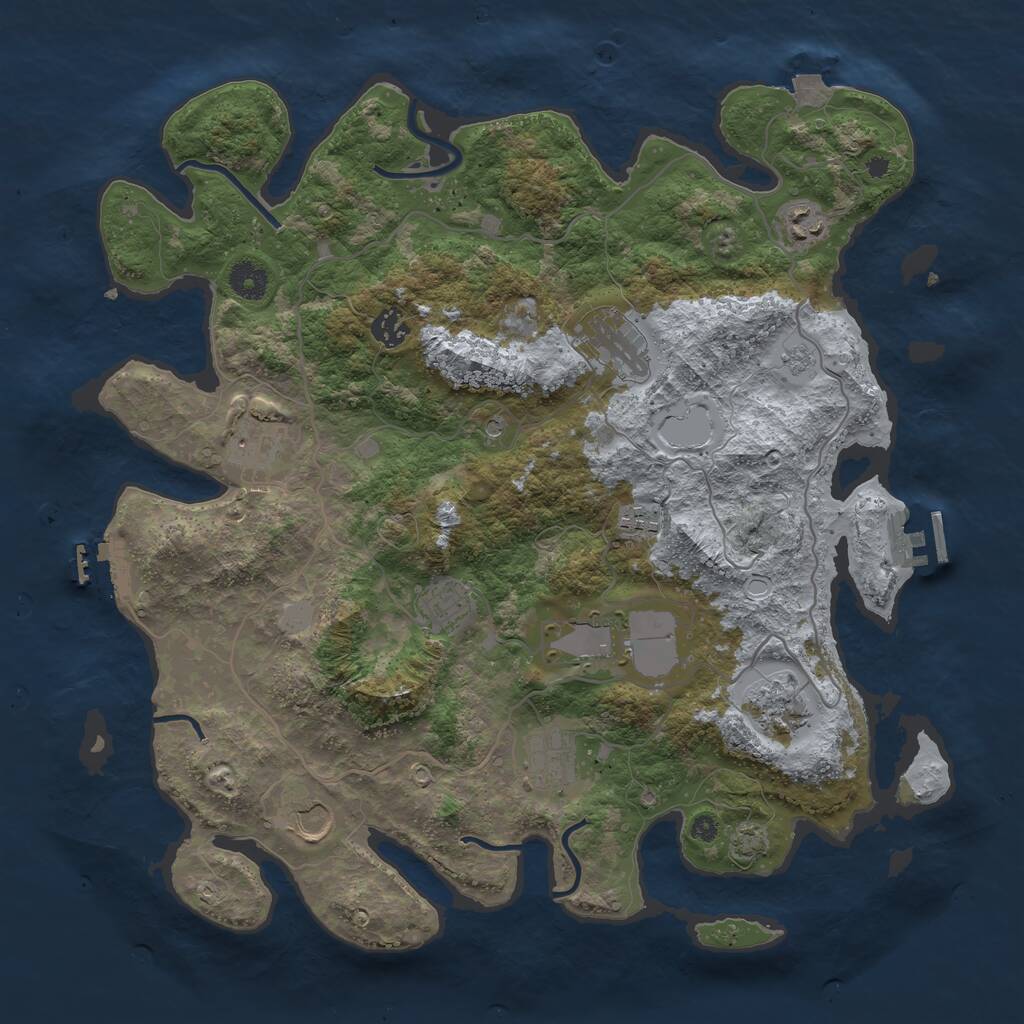 Rust Map: Procedural Map, Size: 4000, Seed: 435942648, 16 Monuments