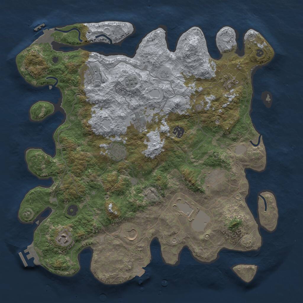 Rust Map: Procedural Map, Size: 4000, Seed: 1077888526, 16 Monuments