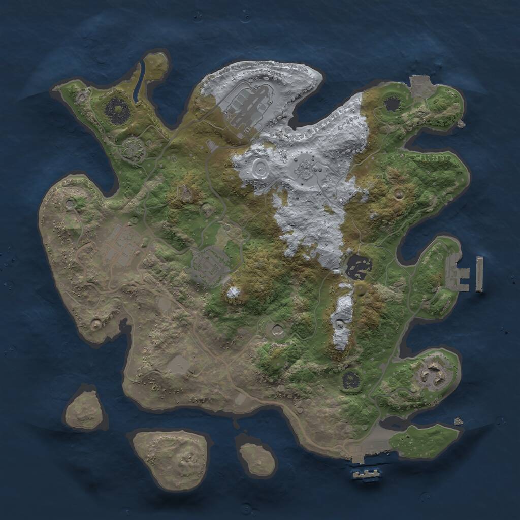 Rust Map: Procedural Map, Size: 3000, Seed: 1845639643, 11 Monuments