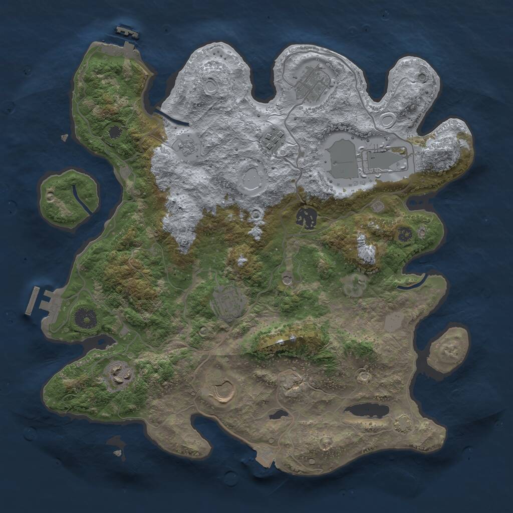 Rust Map: Procedural Map, Size: 3500, Seed: 871953959, 13 Monuments