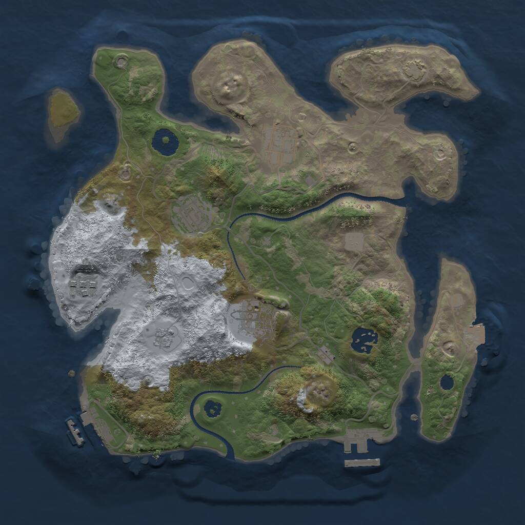 Rust Map: Procedural Map, Size: 3000, Seed: 1016138393, 10 Monuments