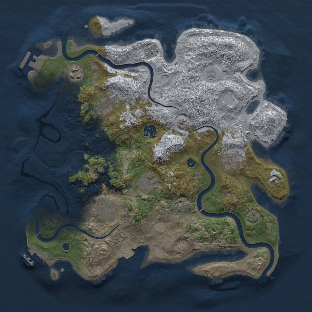 Rust Map: Procedural Map, Size: 3500, Seed: 1568725072, 13 Monuments