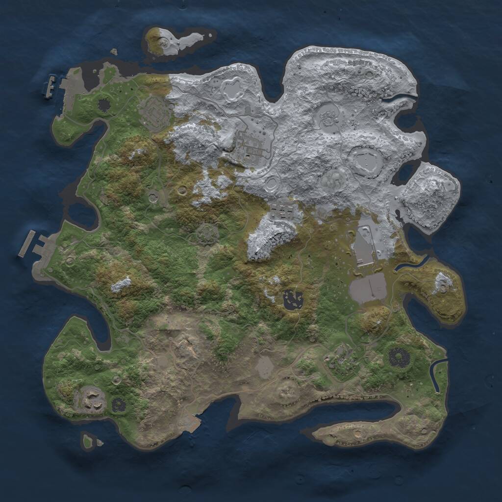 Rust Map: Procedural Map, Size: 3500, Seed: 1568725072, 13 Monuments