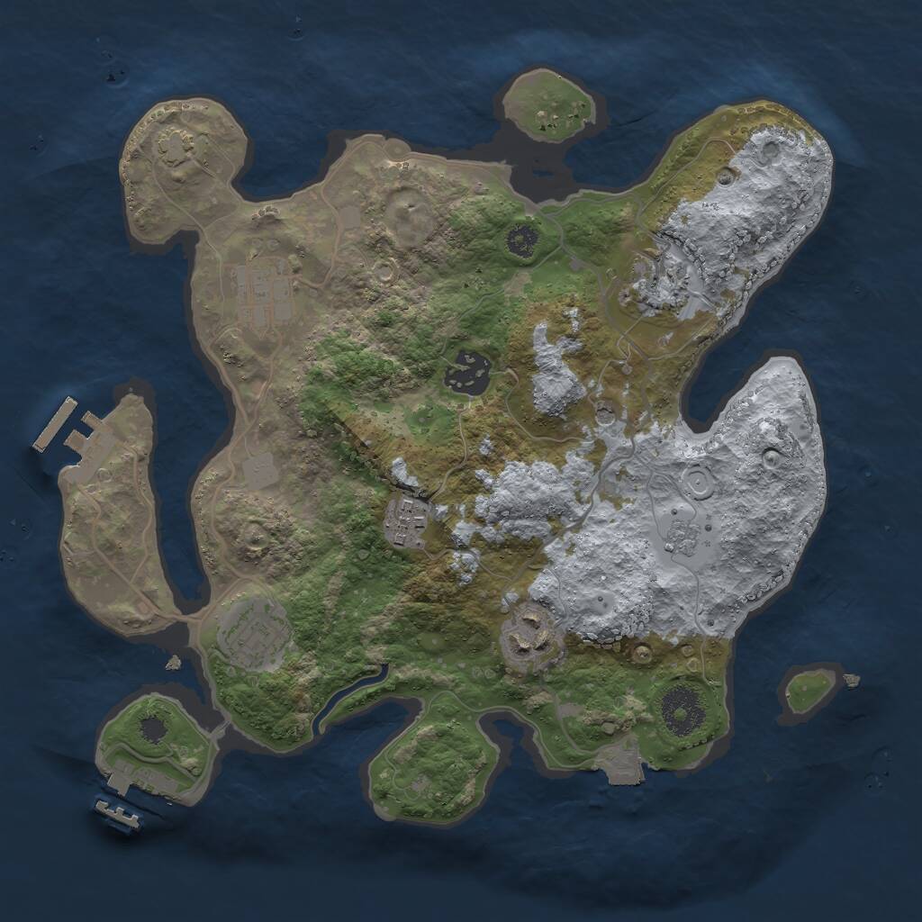 Rust Map: Procedural Map, Size: 3000, Seed: 34567890, 12 Monuments