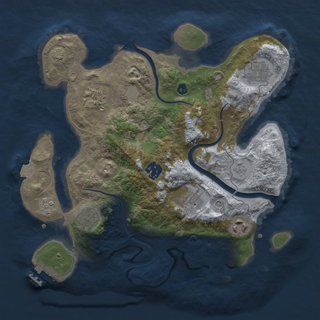 Rust Map: Procedural Map, Size: 3000, Seed: 34567890, 13 Monuments