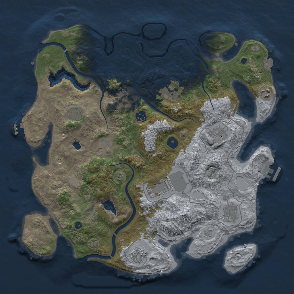 Rust Map: Procedural Map, Size: 4000, Seed: 498174, 16 Monuments