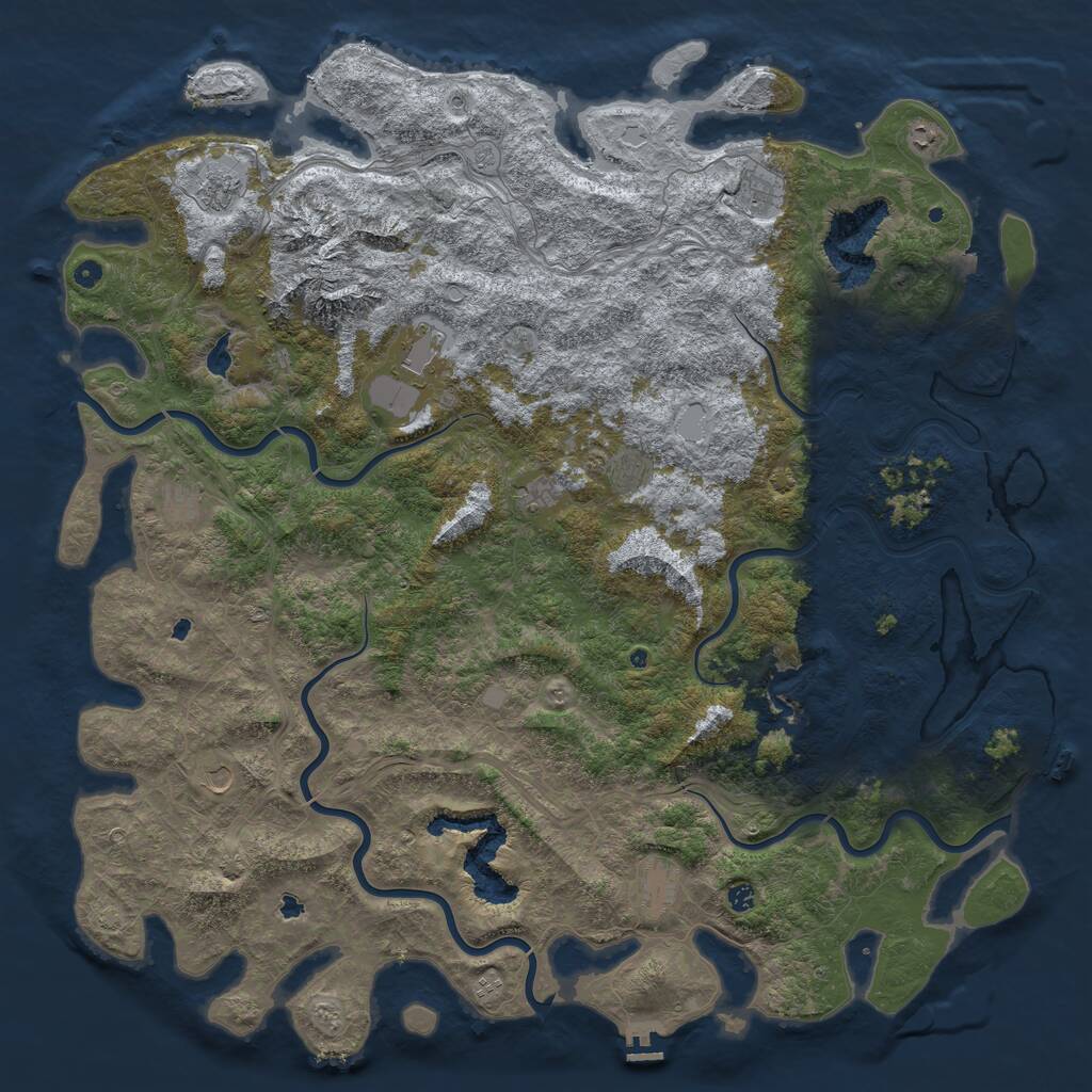Rust Map: Procedural Map, Size: 6000, Seed: 1292857420, 17 Monuments