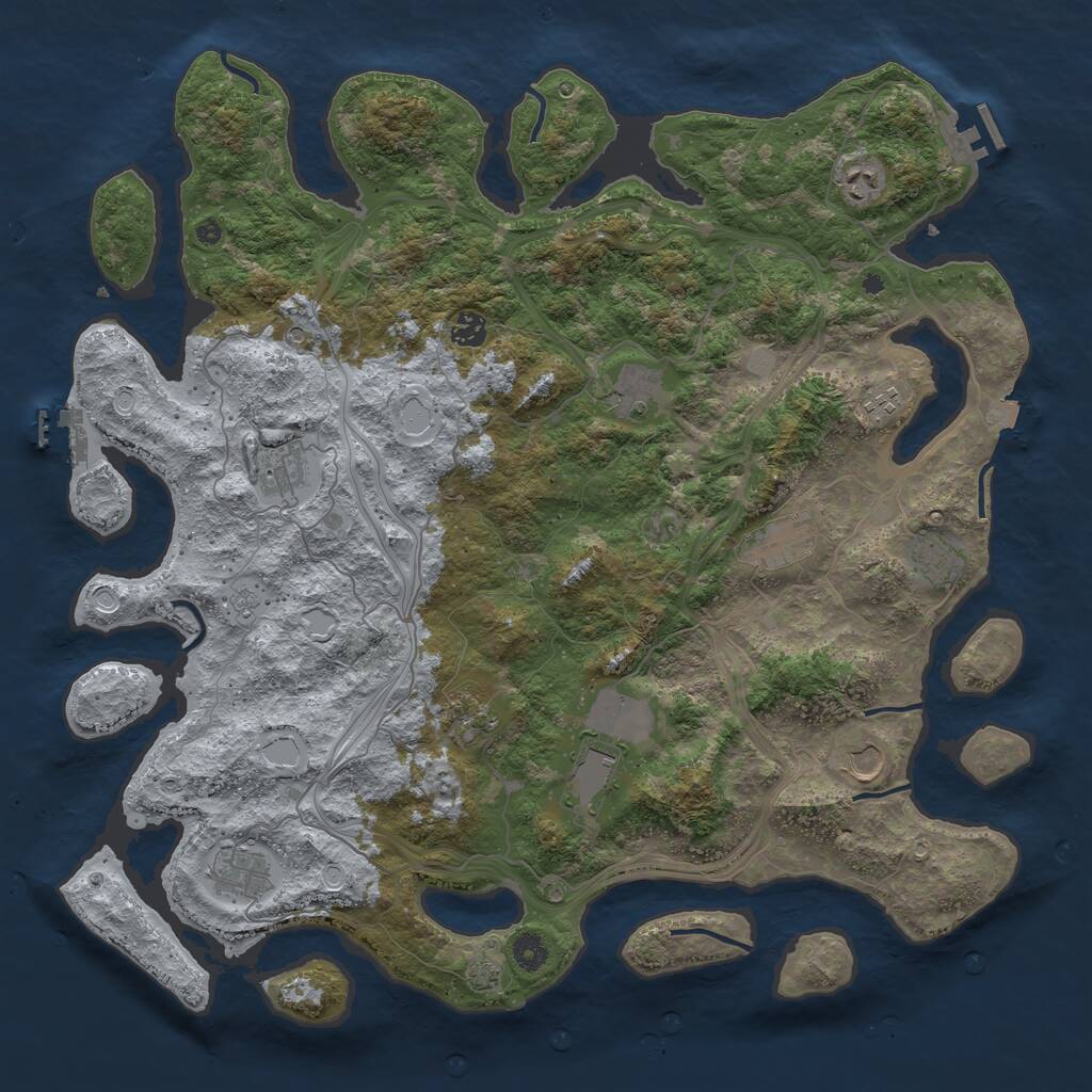 Rust Map: Procedural Map, Size: 4500, Seed: 202943080, 17 Monuments