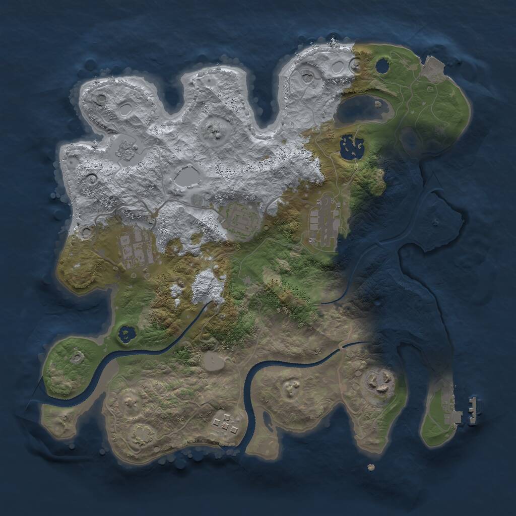 Rust Map: Procedural Map, Size: 3000, Seed: 2075750211, 11 Monuments