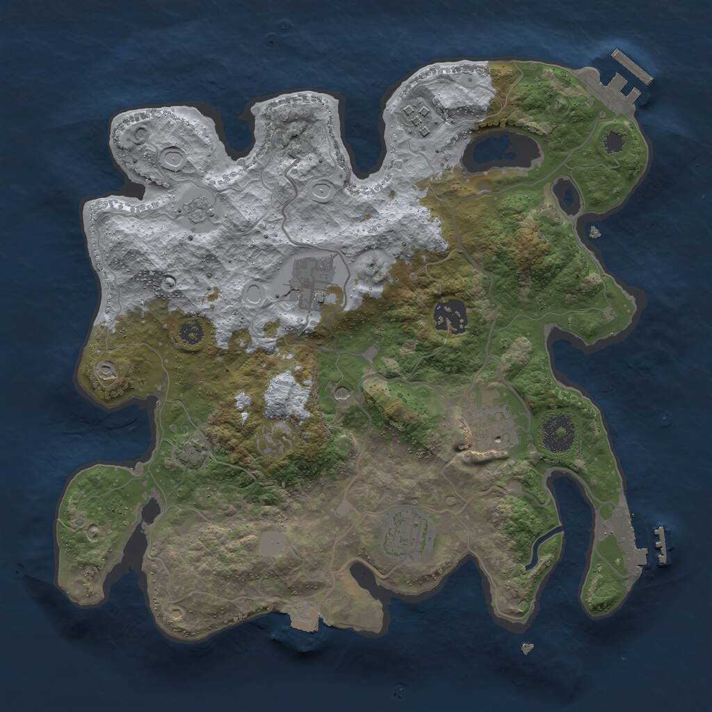 Rust Map: Procedural Map, Size: 3000, Seed: 2075750211, 11 Monuments