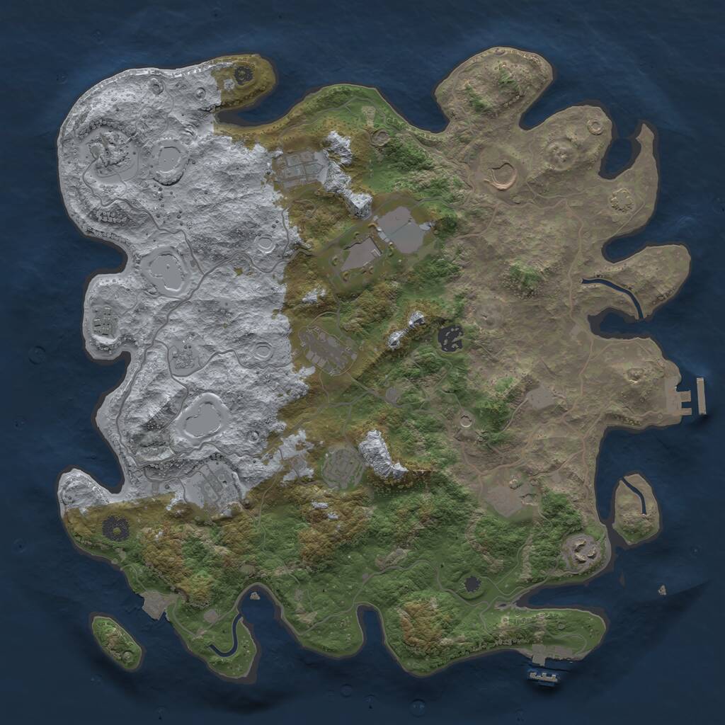 Rust Map: Procedural Map, Size: 4000, Seed: 1028657139, 17 Monuments