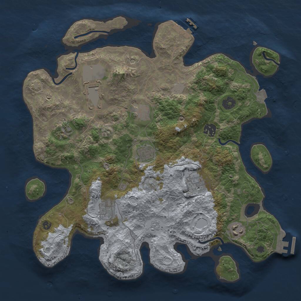 Rust Map: Procedural Map, Size: 3500, Seed: 1338632504, 14 Monuments