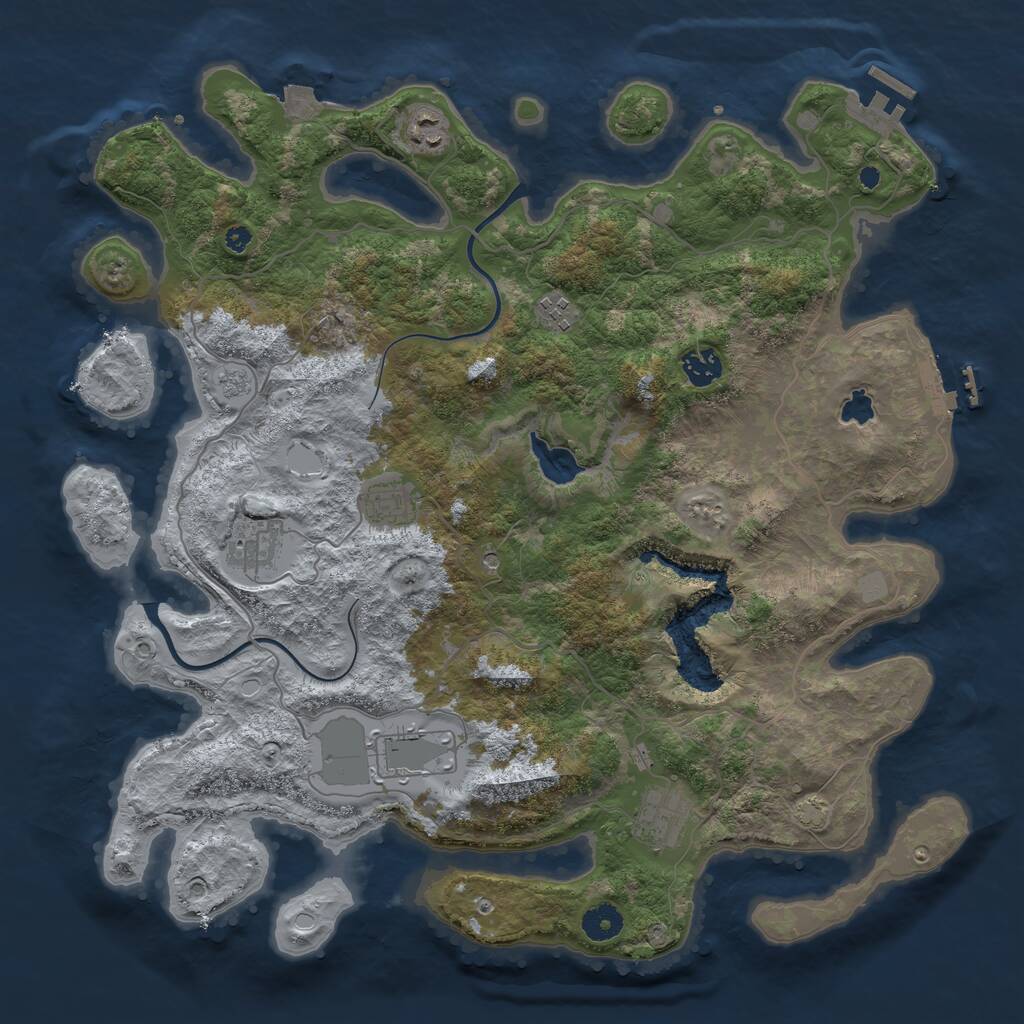 Rust Map: Procedural Map, Size: 4000, Seed: 766768252, 13 Monuments