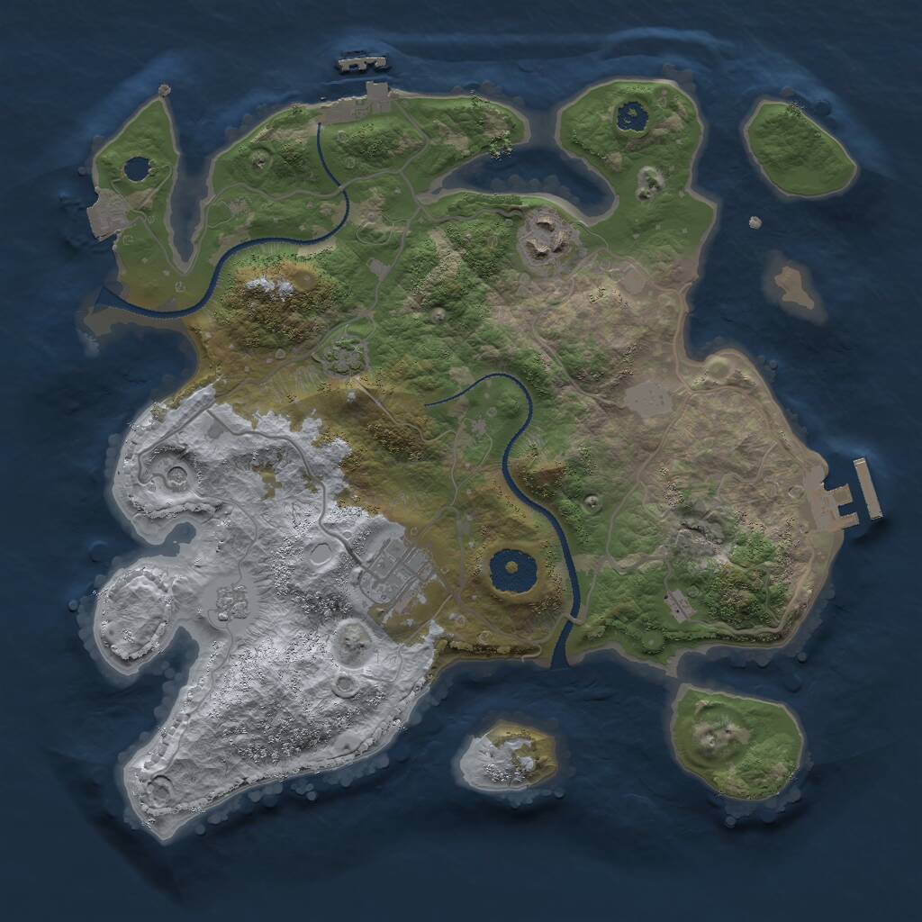 Rust Map: Procedural Map, Size: 3000, Seed: 141247555, 8 Monuments