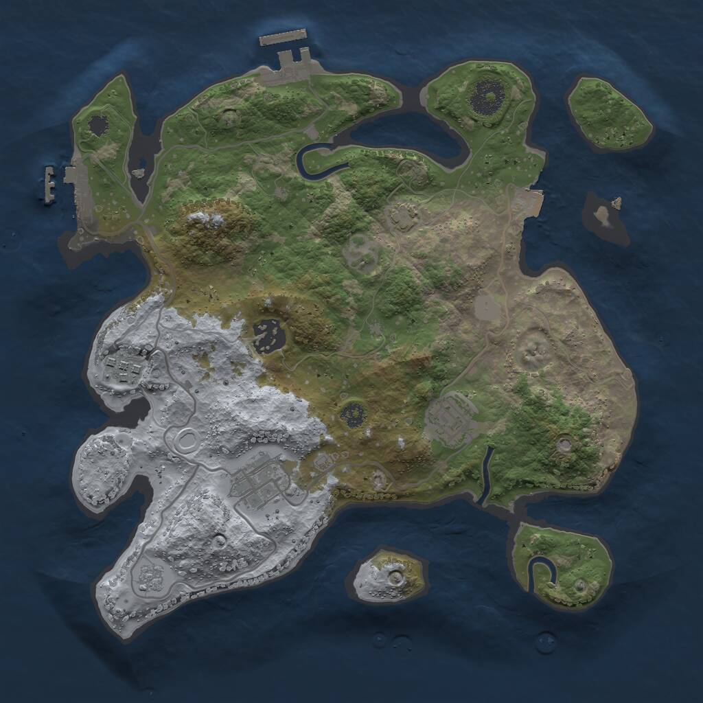 Rust Map: Procedural Map, Size: 3000, Seed: 141247555, 9 Monuments