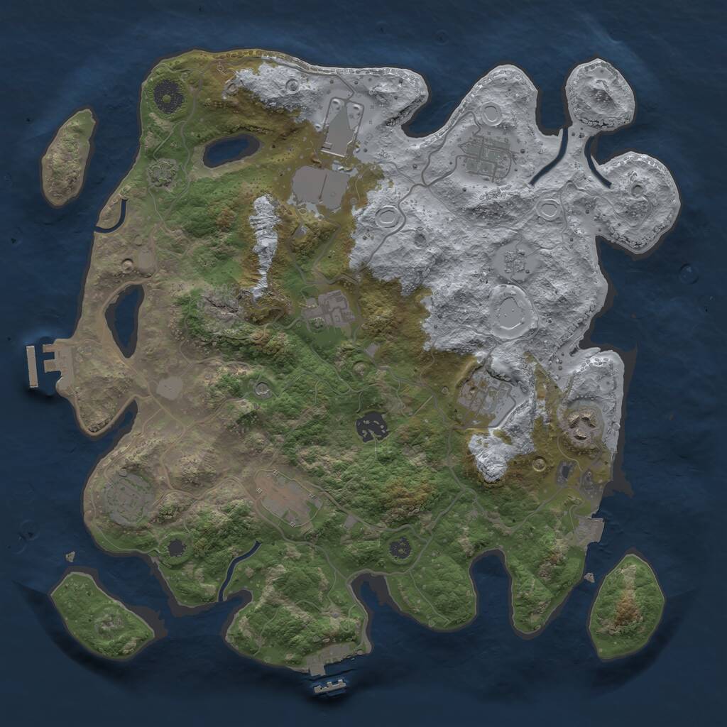 Rust Map: Procedural Map, Size: 3500, Seed: 14554646, 14 Monuments