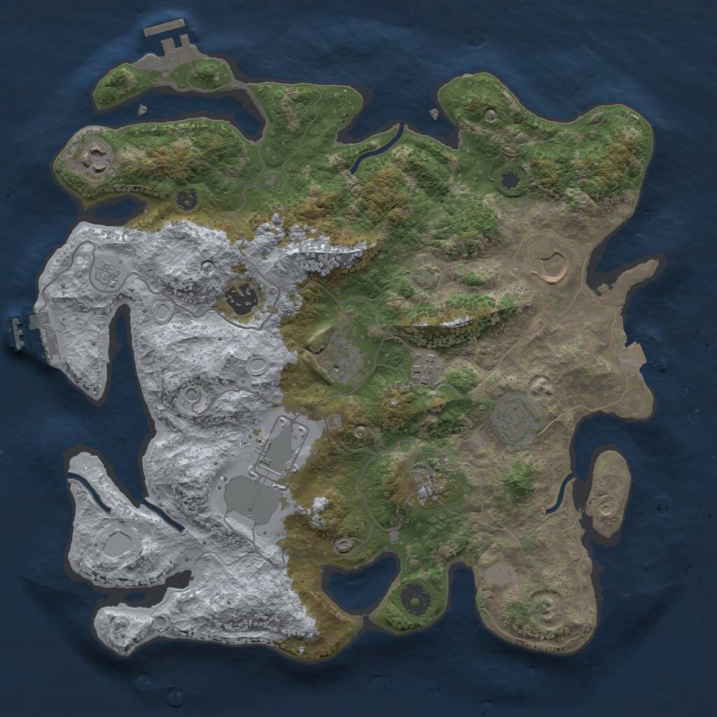 Rust Map: Procedural Map, Size: 3500, Seed: 998738870, 14 Monuments