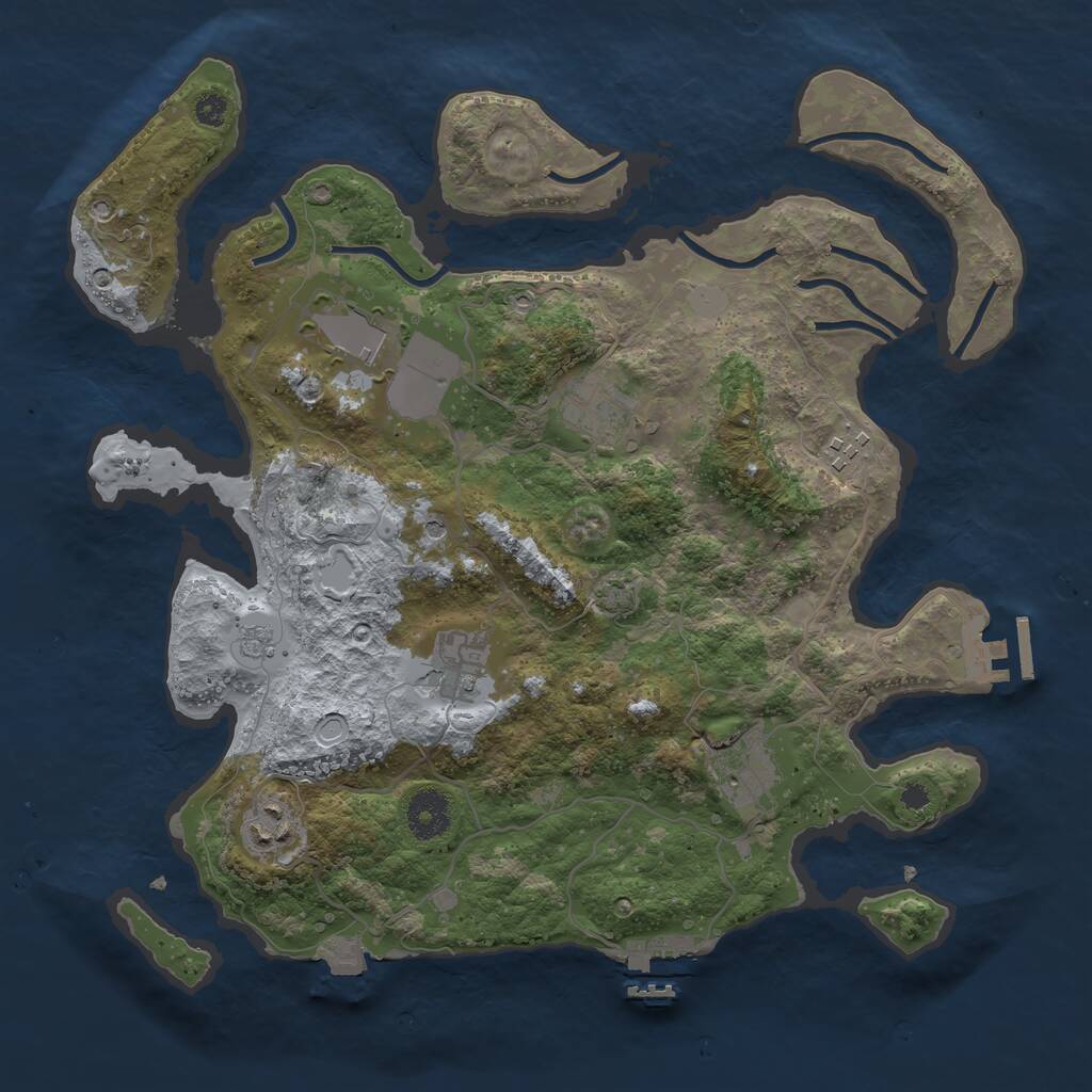 Rust Map: Procedural Map, Size: 3500, Seed: 1331265156, 12 Monuments