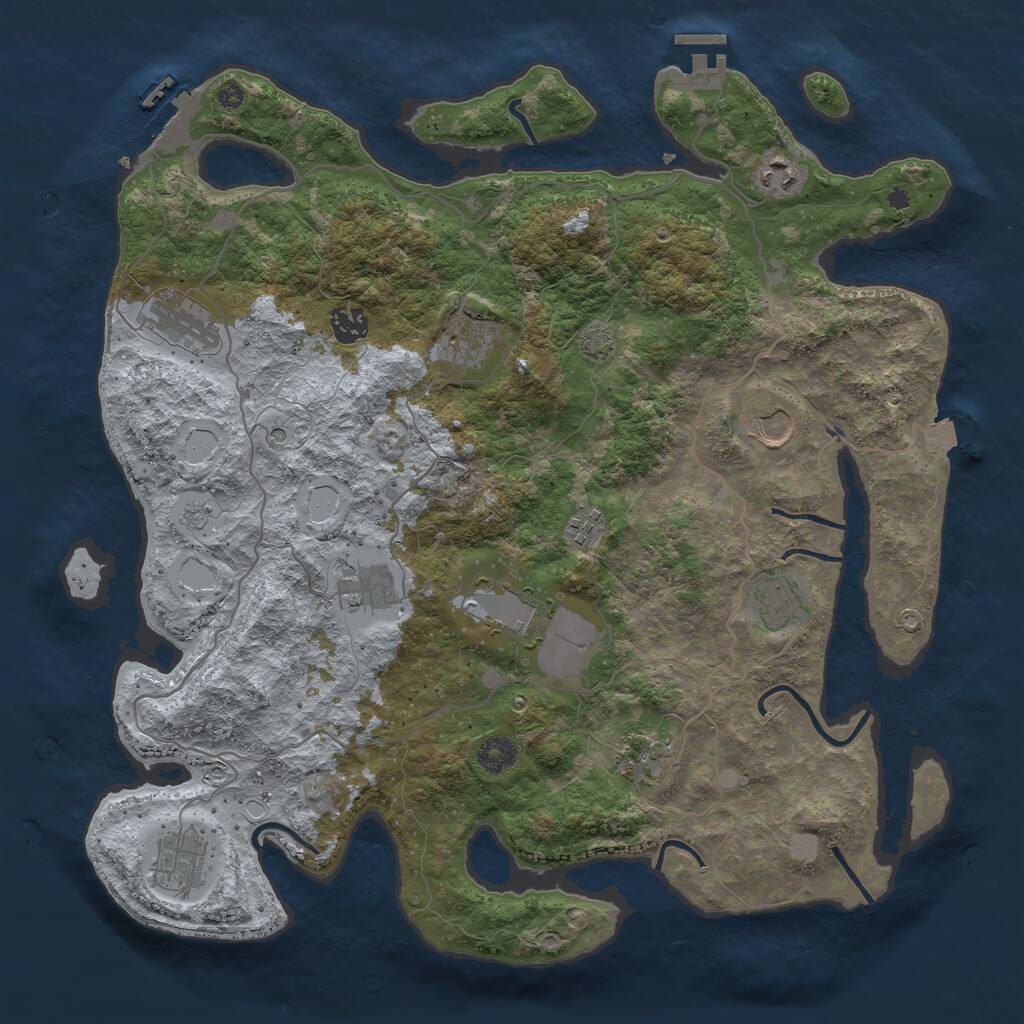 Rust Map: Procedural Map, Size: 4000, Seed: 1408588953, 17 Monuments