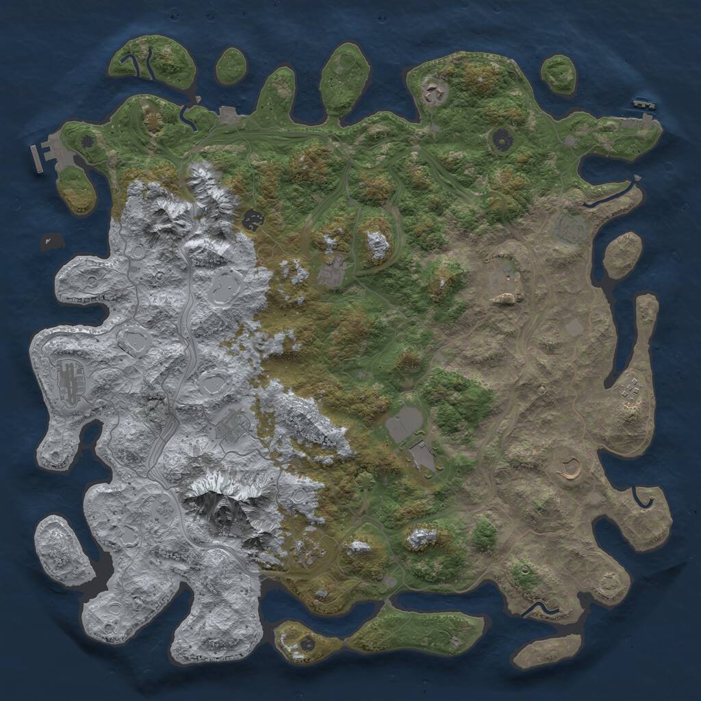 Rust Map: Procedural Map, Size: 5000, Seed: 934578969, 17 Monuments