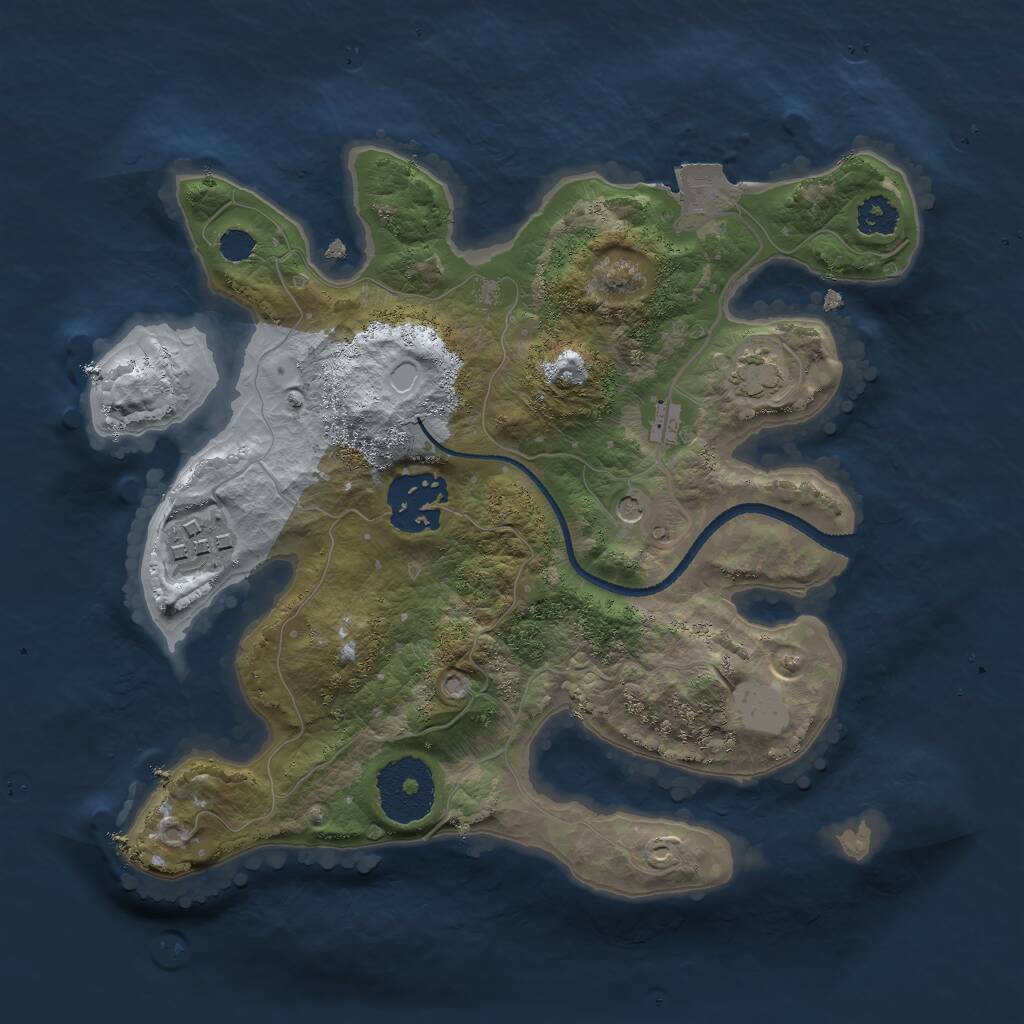 Rust Map: Procedural Map, Size: 2500, Seed: 1295477438, 5 Monuments