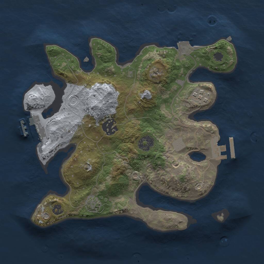 Rust Map: Procedural Map, Size: 2500, Seed: 1295477438, 6 Monuments