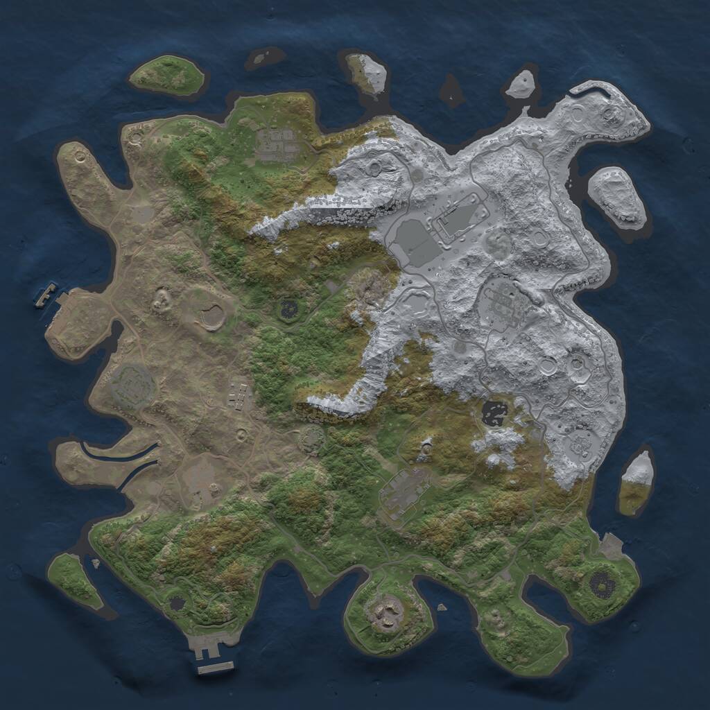 Rust Map: Procedural Map, Size: 4000, Seed: 1736540565, 16 Monuments