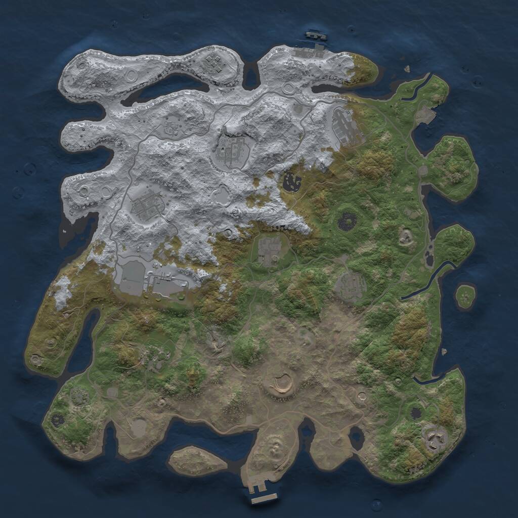 Rust Map: Procedural Map, Size: 4020, Seed: 1663240646, 17 Monuments