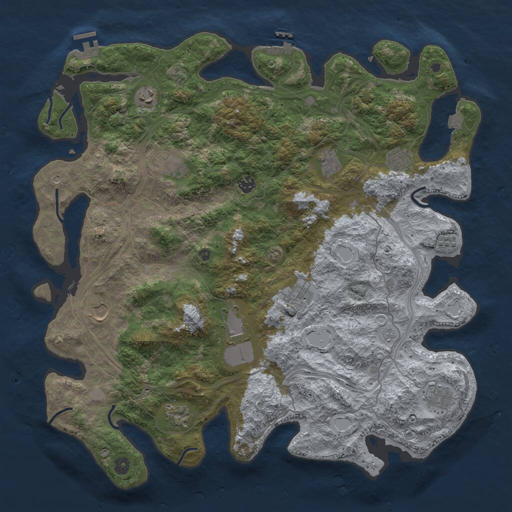 Rust Map: Procedural Map, Size: 4500, Seed: 679523283, 17 Monuments