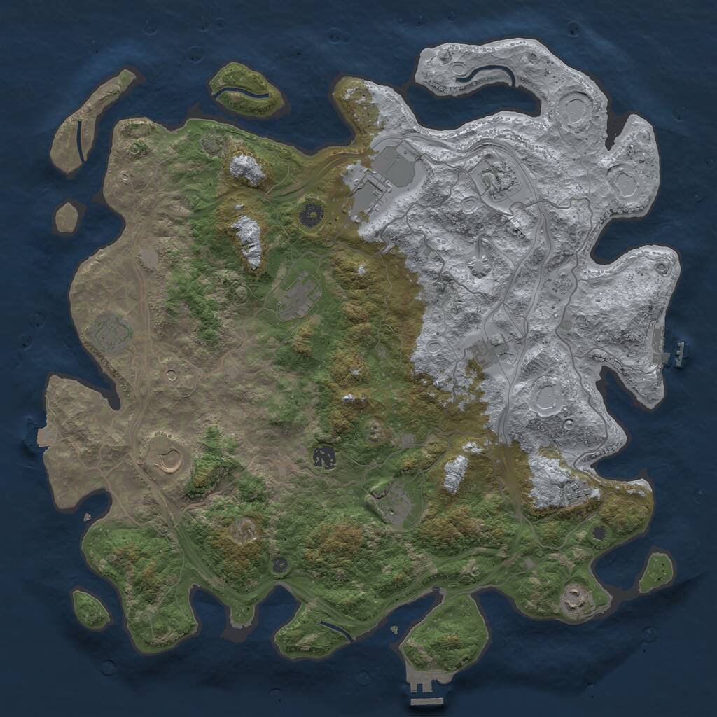 Rust Map: Procedural Map, Size: 4500, Seed: 1085979457, 16 Monuments