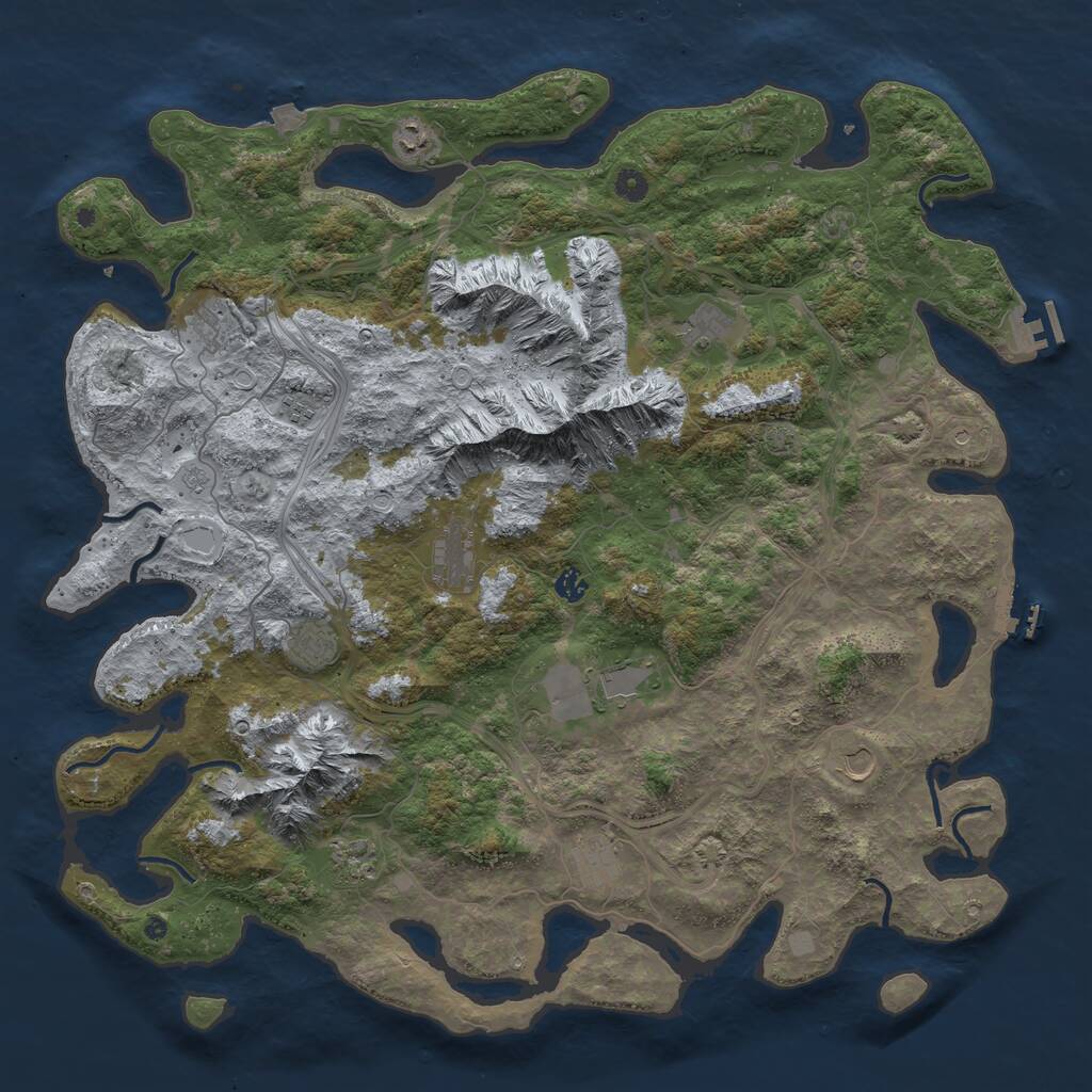 Rust Map: Procedural Map, Size: 5000, Seed: 881355001, 17 Monuments