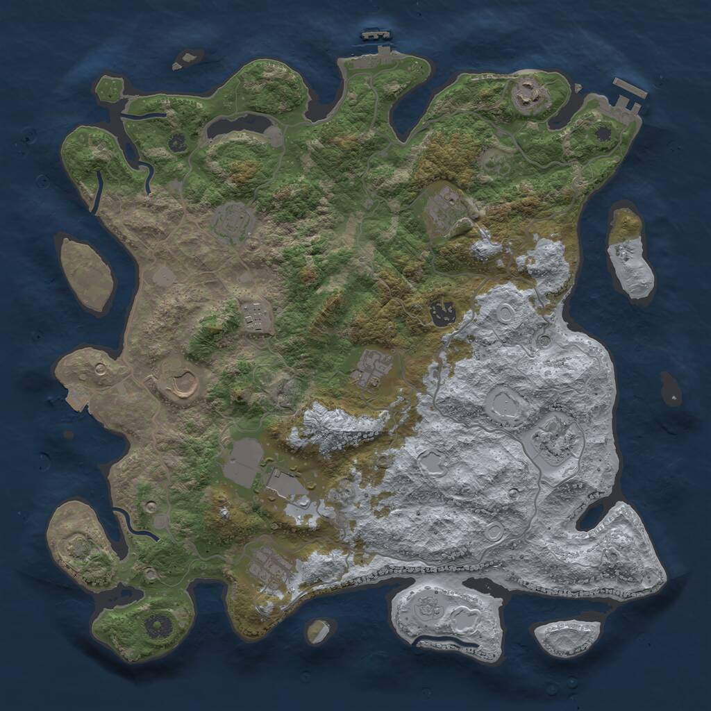 Rust Map: Procedural Map, Size: 4000, Seed: 317391838, 16 Monuments