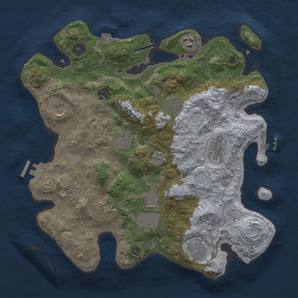 Rust Map: Procedural Map, Size: 3500, Seed: 117100551, 15 Monuments