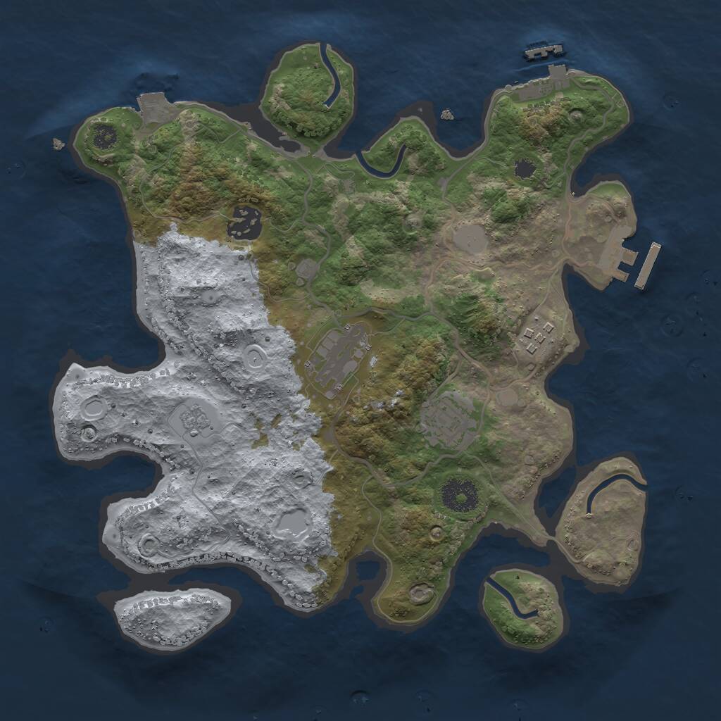 Rust Map: Procedural Map, Size: 3000, Seed: 1162643925, 8 Monuments