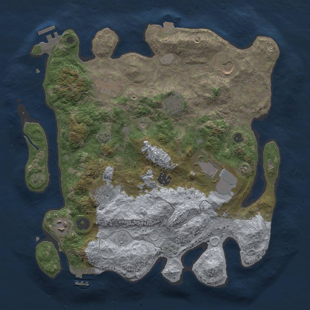 Rust Map: Procedural Map, Size: 3500, Seed: 620385233, 14 Monuments