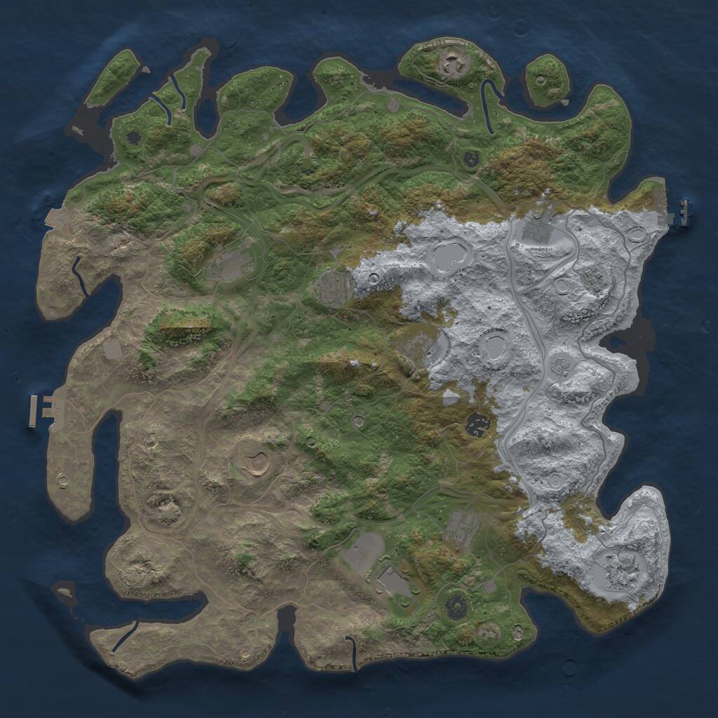 Rust Map: Procedural Map, Size: 4500, Seed: 632899257, 17 Monuments