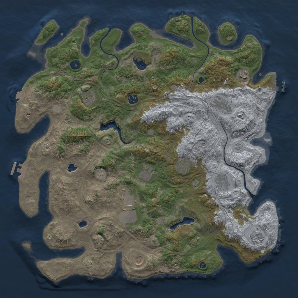 Rust Map: Procedural Map, Size: 4500, Seed: 632899257, 19 Monuments