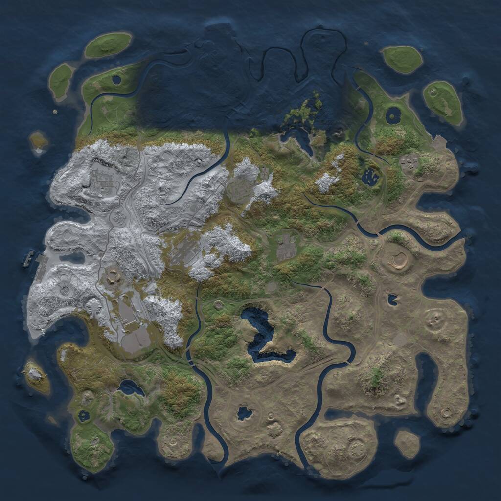 Rust Map: Procedural Map, Size: 4500, Seed: 1019076791, 15 Monuments