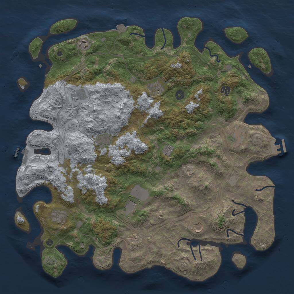 Rust Map: Procedural Map, Size: 4500, Seed: 1019076791, 17 Monuments