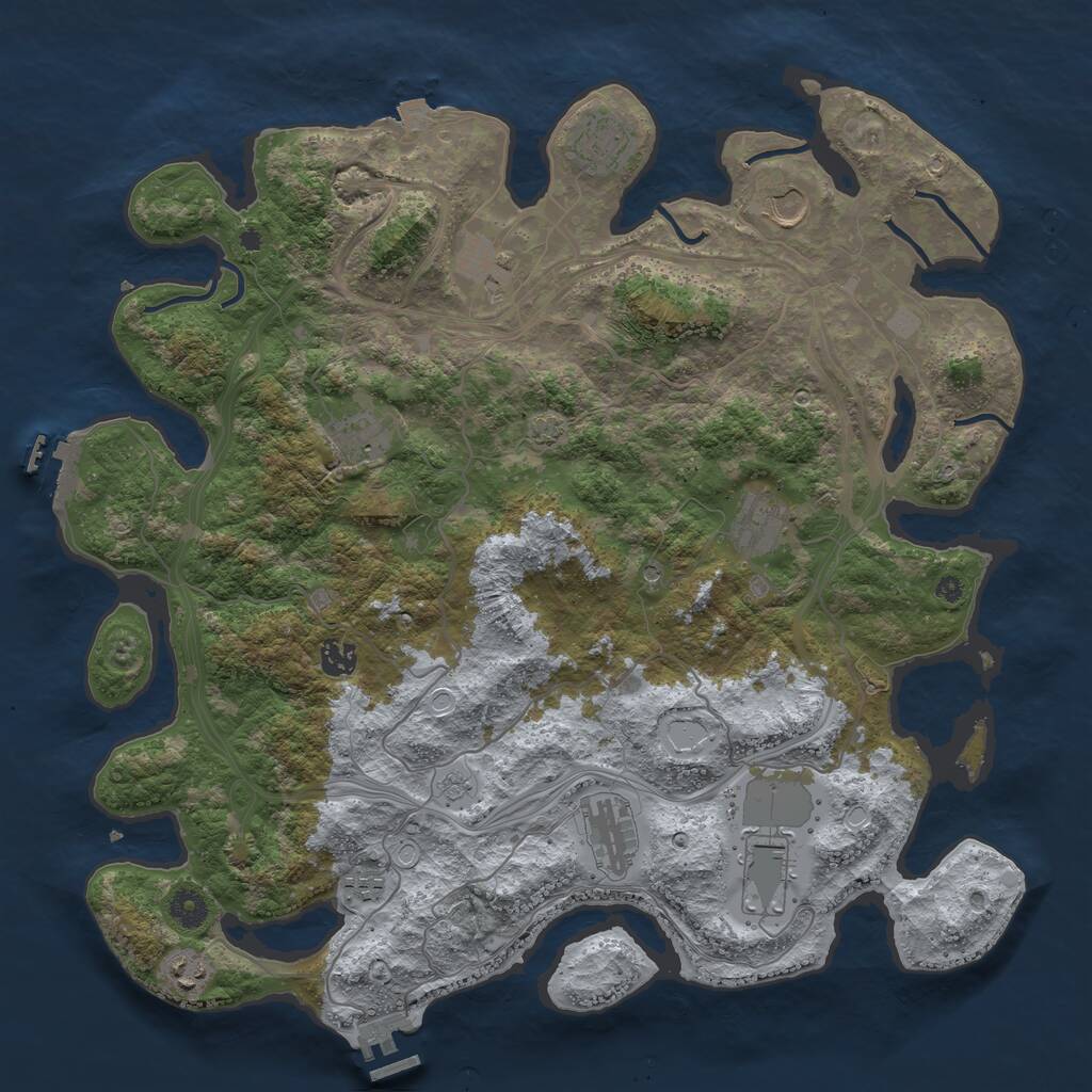 Rust Map: Procedural Map, Size: 4250, Seed: 960874631, 16 Monuments